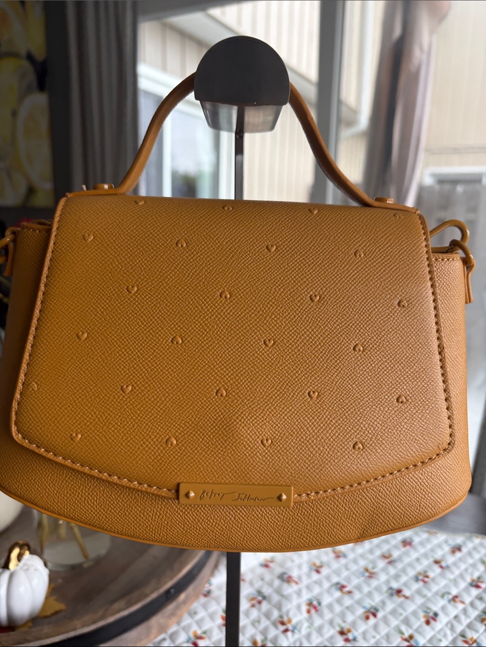 Betsey Johnson Mustard Yellow Top-Handle Crossbody Satchel